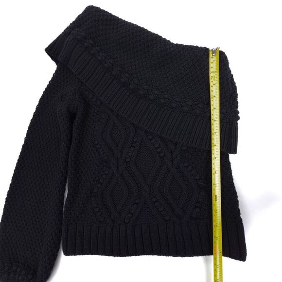 NEW Intermix Wool Dahlia One Shoulder Balloon Sleeve Bobble Cable Knit Sweater - Picture 5 of 7